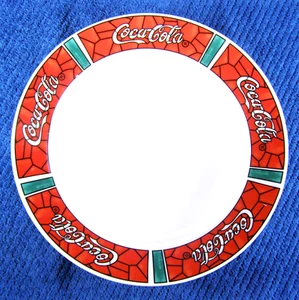 (4) Platos de cena Gibson Coca Cola 2002 "Vintage" paneles de vitral rojo 11" - Imagen 1 de 2