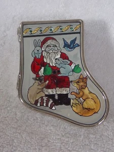 Amia Studios Santa & Woodland Animals Mirror Christmas Hinged Trinket Box - Picture 1 of 7