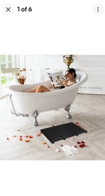 Domax 木制竹浴垫-防滑防水大号黑色 (M339) — 第 1/4 张图片