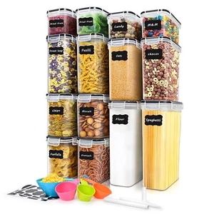 Food Storage Containers with Lids for Kitchen Organization 14 PC - Plas - Picture 1 of 7