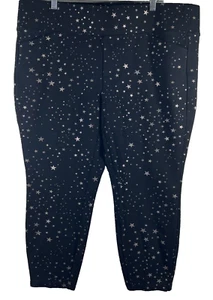 Torrid Pixie Ponte Strick Stretch Pull-On Hose Metallic Sterne Schwarz Größe 3R (3X) - Bild 1 von 16