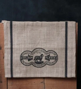 Table Runner 36 inch Vintage Sheep Burlap Black Stripe Primitive Decor - Picture 1 of 1