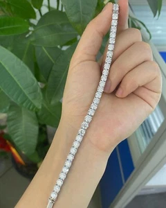 14Ct Round Cut Lab Created Diamond 14k White Gold Plated 925 Tennis Bracelet 7.5 - Picture 1 of 4