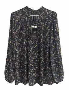 ADRIANNA PAPELL Luscious. Ditsy Floral TUNIC Tiny Pleats Chiffon Sz M - Picture 1 of 23