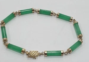 Vintage 14k Yellow Gold & Emerald Bracelet Jewelery 6.58gr PERFECT GIFT - Picture 1 of 4