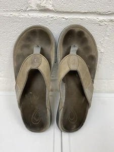 OLUKAI Tuahine Waterproof Leather Walking Flip Flop Thong Sandals Mens Size 10 M - Picture 1 of 7
