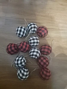 Christmas Decorations Tree Ornaments 12pcs Buffalo Plaid Farmhouse Christmas Orn - Picture 1 of 2