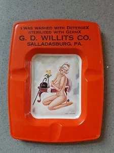 Detergex G. D. Willits CO Ashtray Salladasburg, PA. Pin Up Girl 4 3/4 x 3 3/4 - Picture 1 of 5