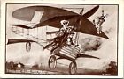 Comic 1900s Flying Machine Airplane Trouble Somewhere Smoke Man Women Angel Wing