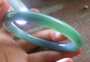 Video Certified Icy Green A JADE Jadeite Circle Bangle Bracelet 62mm 200196 AS - Picture 1 of 11