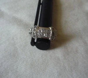 Vintage CZ marcasite sterling silver 925 ring size 6 - Picture 1 of 6