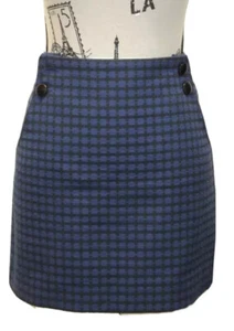 Joe's Fresh Women  Blue Check Print Cotton Short Pencil Skirt Size 6 - Picture 1 of 7