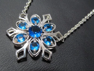 Snowflake Necklace with Blue Topaz – 925 Sterling Silver – Elegant Winter Style - Image 1 of 4