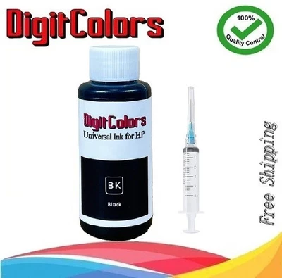 100ml Black Ink Refill Kit Bottle for HP 60/61/62/63/64/65/67XL cartridges  - Image 1 of 4