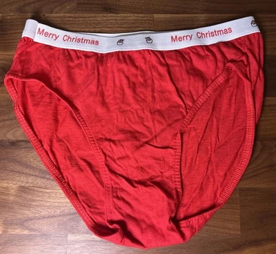 Bragas de bikini de algodón de colección corte alto Navidad Santa talla M Kidcore hechas en EE. UU. rojas Foto 1 de 4