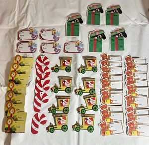 50 Vintage Christmas Gift Tags Dogs Teddy Bears Angels Candles Train Candy Cane - Picture 1 of 5