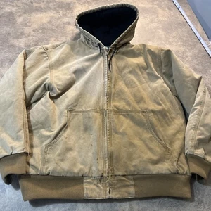 Chaqueta Cabela's Para Hombre XLT *DAÑADA* Marrón Desvanecimiento Dividido Pesado Con Capucha Lona Trabajo - Imagen 1 de 15