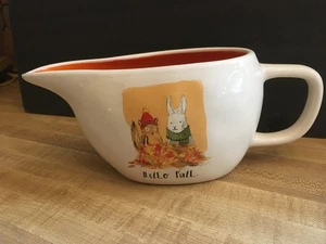 Rae Dunn Hello Fall Kaninchen Eichhörnchen Blätter Sauciere Sauciere Milchkännchen - Bild 1 von 6