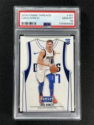 2018-19 Panini Threads Luka Doncic #101 Rookie RC Color Match PSA 10 GEM MT Foto 1 de 2