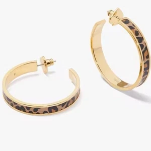 NWT Kate Spade Leopard Gold Hoops - Picture 1 of 7