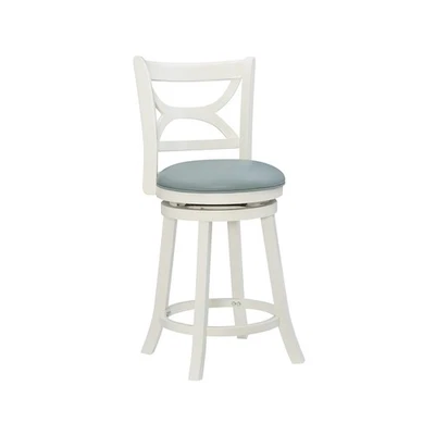 Glenda Cream Counter Stool with Blue Faux Leather Seat by - Image 1 of 4