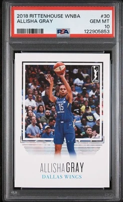 2018 Rittenhouse WNBA /500 Allisha Gray #30 PSA 10 Gem Mint - Pop 3 - Image 1 of 3
