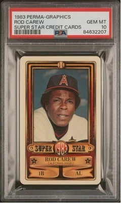 1983 Perma-Graphics Rod Carew Super Star Credit Cards PSA 10 GEM MT HOF Angels - Image 1 of 2