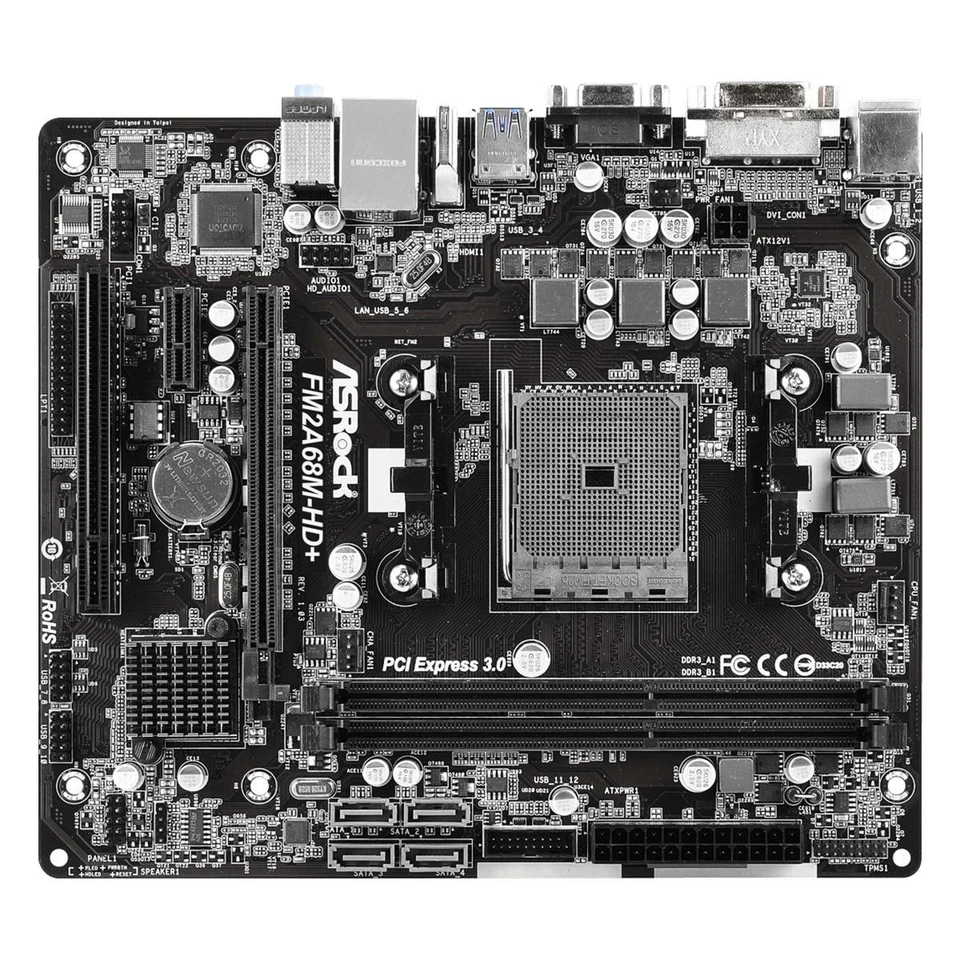 Placa Base Asrock Fm2a68m-hd+ Socket Amd Fm2+ 2 Slots Ddr3 Matx Reacondicionado - Imagen 1 de 4
