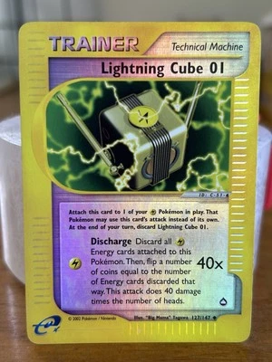 Lightning Cube 01 127/147 Reverse Holo Pokemon Aquapolis MP English Card WOTC - Image 1 of 4
