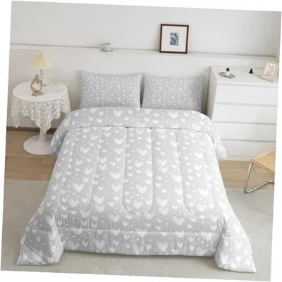  Juego de cama Love niños gris en forma de corazón edredón Sweetheart romántico  Foto 1 de 4