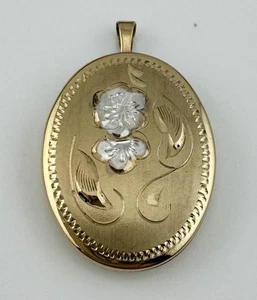 Medallón De Colección 1/20 14KT GF PPC Princesa Orgullo Creaciones Floral Grabado Ovalado BONITO - Imagen 1 de 5