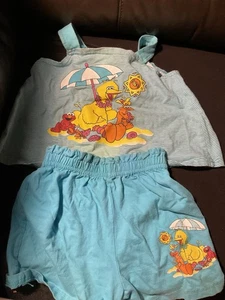 Vintage Sesamstraße Elmo Zoey großer Vogel 2-teiliges Outfit Kleinkind Größe 3T Fleck - Bild 1 von 15