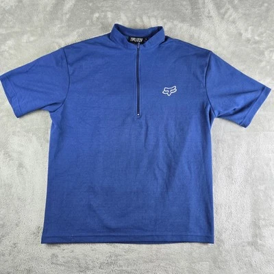 Fox Racing Shirt Men XL Blue 1/4 Zip Back Pocket Cycling Activewear Short Sleeve - Image 1 of 4