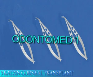 3 KATZIN CORNEAL TRANSPLANT SCISSORS STRONG CURVE - Picture 1 of 2