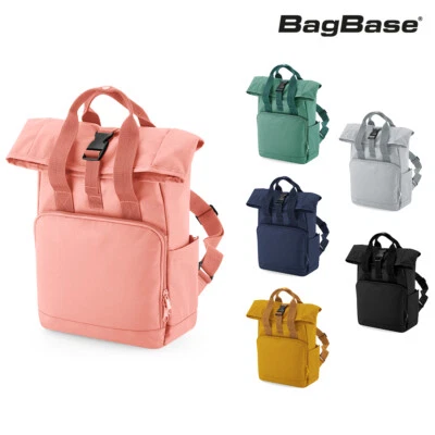 BagBase Recyclé Mini Double Poignée Roll-Top Sac À Dos BG118S - Roll-Top - Photo 1/3