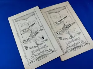 Pair 1877 Dinmore's Written Spelling Books, Beautiful Penmanship by Same Girl - Picture 1 of 20