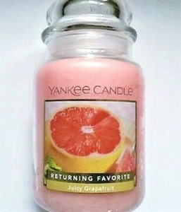 Yankee Kerze ""SAFTIGE GRAPEFRUIT"" rosa ~ groß 22 Unzen ~ WEISSES ETIKETT ~ SELTEN ~ NEU - Bild 1 von 1