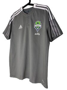Adidas Seattle Sounders MLS Men’s Large Henley Jersey Shirt Zulily Grey Soccer