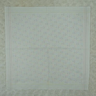 N599 CELINE Blanco Monograma Logo Algodón Bufanda Bufandas Bolsillo Cuadrado 19.5" X 19.5" Foto 1 de 4