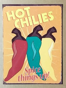 Hot Chilies - Tin Metal Wall Sign - Bild 1 von 1