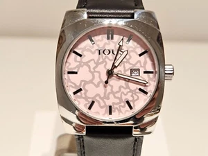 RETRO LUXURY ELEGANT PINK DIAL LADIES STAINLESS STEEL QUARTZ WATCH "TOUS"/00380 - Picture 1 of 13