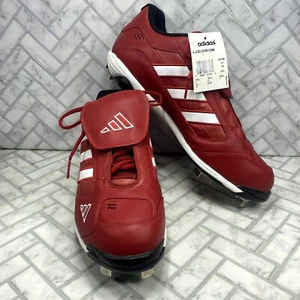 Adidas Excelsior Low Baseball Cleats Size 15 Red White Rare Vintage Metal Spikes - Picture 1 of 9