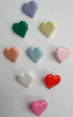 Heart buttons 15mm shank backed novelty button 9 colours - Baby  Craft Cardigan - Image 1 of 4