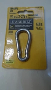New Everbilt 1/4" x 2-3/8" inch 170 lb working load.  Stainless Steel Spring Lin - Picture 1 of 2