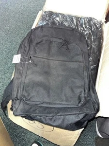 Backpack, w/ Built In Stationary Pouch, 3 Zip Pockets, Black - Picture 1 of 3