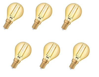 6x Osram LED Vintage 1906 Classic Tropfen 1,5W = 12W E14 EEK:E (Spektrum A-G) - Bild 1 von 4
