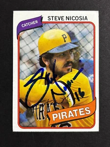 Tarjeta de béisbol firmada por Steve Nicosia Pirates 1980 Topps #519 autógrafo automático 1 - Imagen 1 de 2