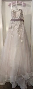 Melissa Sweet Mauve Floral Embroidered Tulle Wedding Dress NEW Tags Sweetheart - Picture 1 of 11