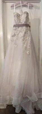 Melissa Sweet Mauve Floral Embroidered Tulle Wedding Dress NEW Tags Sweetheart  - Image 1 of 4