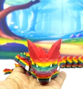 24" 3D Printed Dragon, Articulated Rainbow Crystal Fidget Dragon Toy - Picture 1 of 3